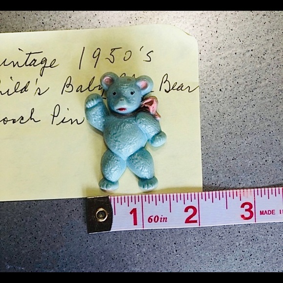 VINTAGE brooch 1950’s Child’s Baby Blue Bear Brooch Pin BABY KEEPSAKE - Picture 5 of 5